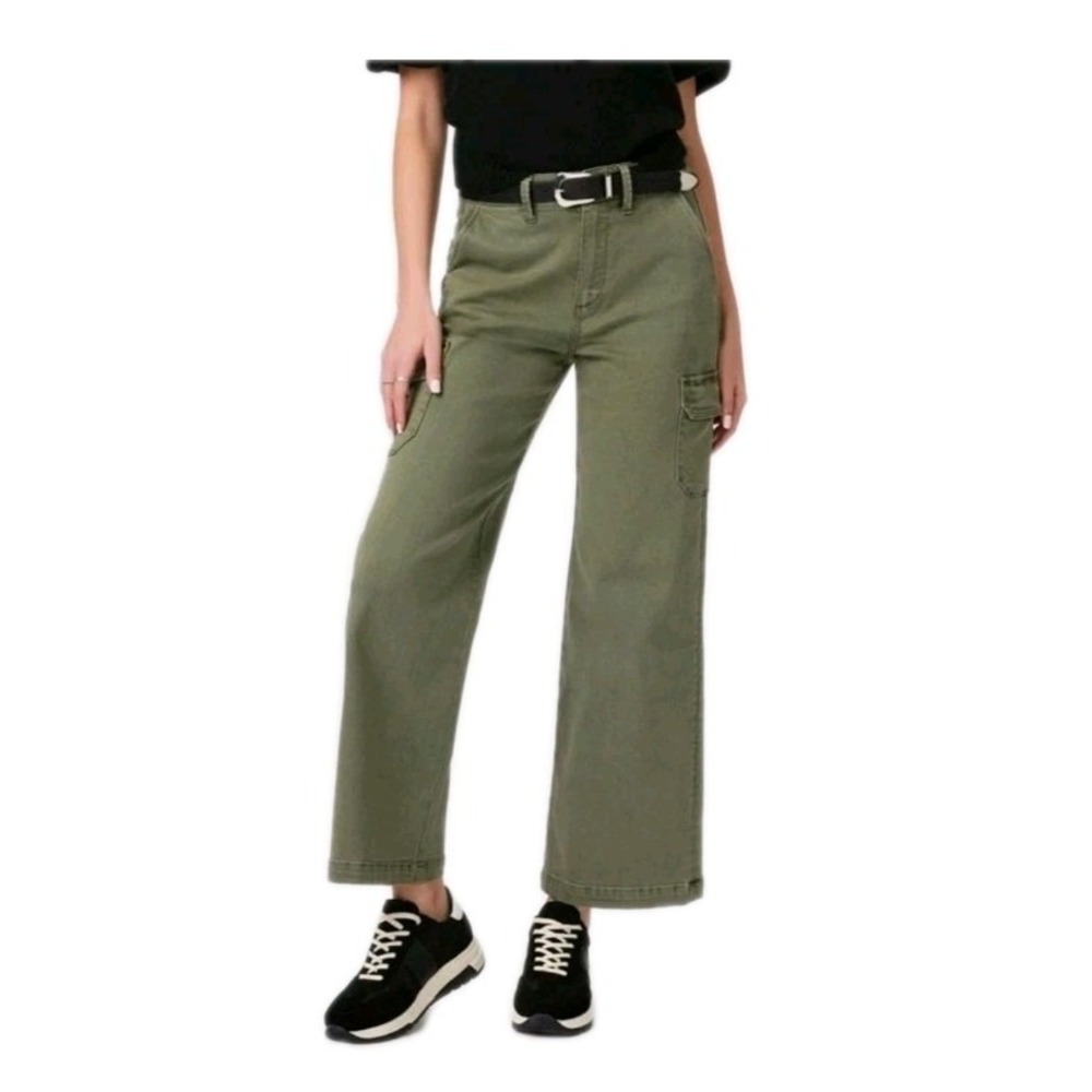 PAIGE Women's Carly Cargo  Pockets Vintage Ivy Green Jeans  Sz 26 $239 NWT